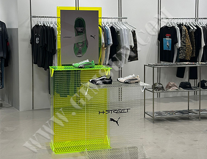 Fluorescent Shoe Rack Display