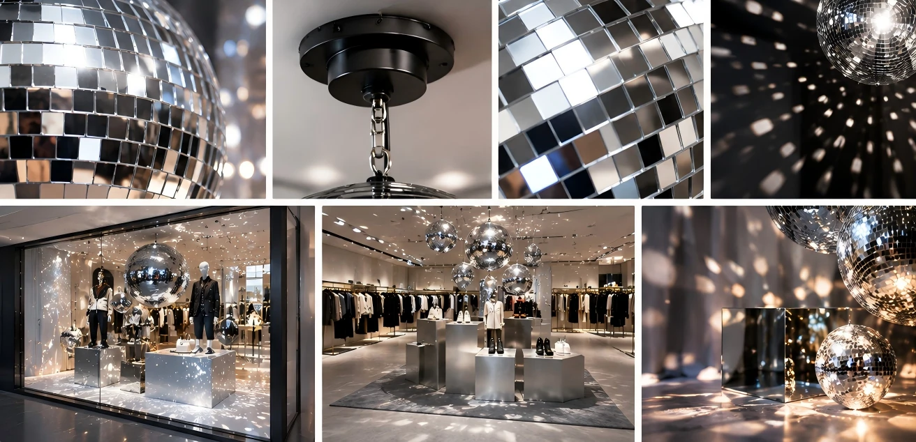 Mirror display props create shimmering light and boost retail visual appeal