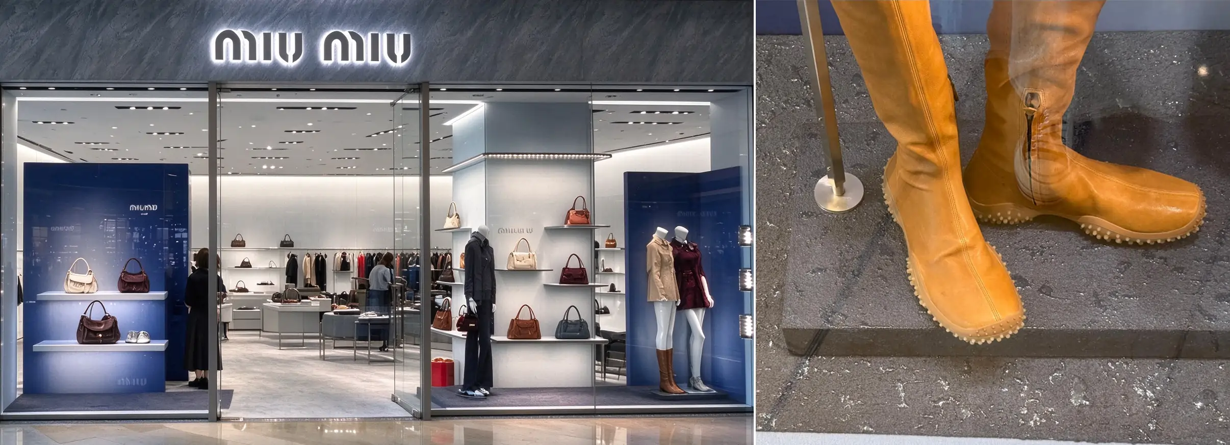 Miu Miu 2026秋季櫥窗：肌理紋材料地面