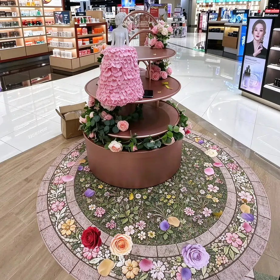 店內沉浸式賞花打卡路線與手作體驗區互動場景